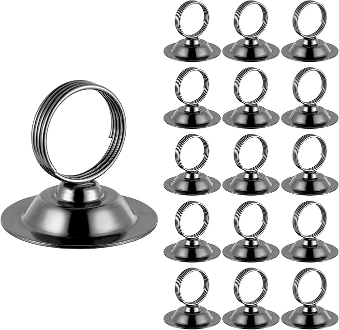 Urban Deco 16 PK Table Card Holder Place Card Holders Steel Card Holders for Photos, Food Signs, Memo Notes, Weddings, Restaurants, Birthday (Black)
