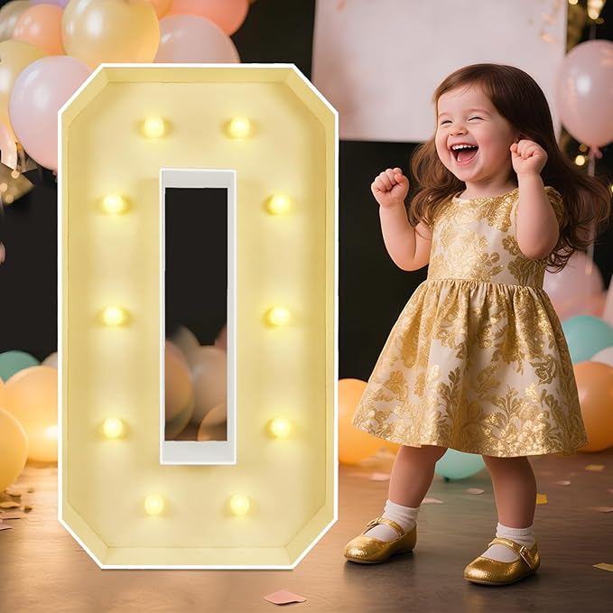 Marquee Light Up Numbers: 3FT Large Decorative Letters Signs for Party Decorations Baby Shower Birthday Wedding Engagement Anniversary, 3 Feet Tall Pre-Cut DIY Foamboard Number 0 - Easy to Assemble