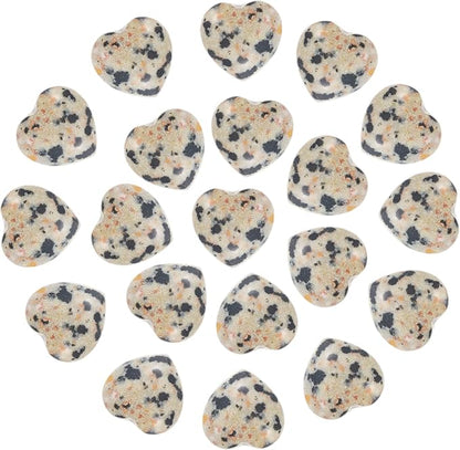 PATIKIL 20 Pcs Natural Heart Shaped Crystal Stone, 0.6 Inch Mini Polished Love Gemstone Crystal, Pocket Rock Engraved Worry Stones for Women Gifts Meditation, Spotted Black