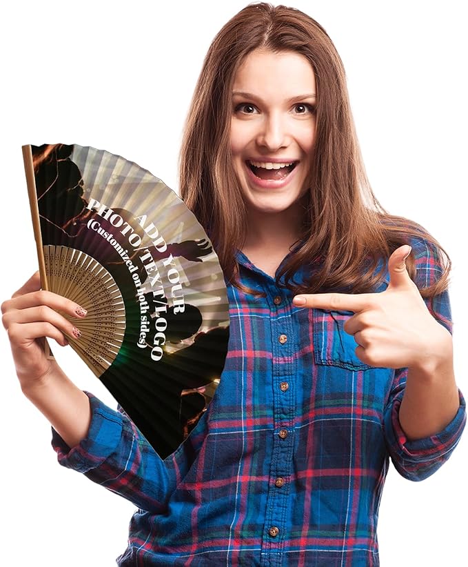 Decorative Folding Fans Personalized Fans Custom Fans Handheld Clack Fans for Line Dancing Customized with Picture Text, Fans Foldable for Line Dancing Wedding Saloon Cosplay Party Props