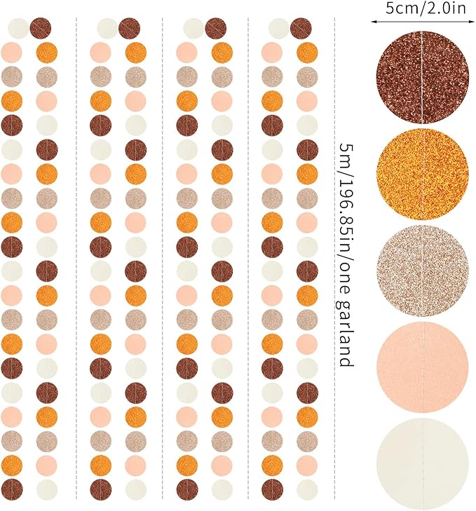 Orange Brown Rose-Gold Party-Decorations Streamers-Garland - 52ft Boho Fall Groovy Birthday Hanging Paper Banner,Autumn Burnt Baby Bridal Showe Neutral Wedding Sunset Bachelorette Decor Hugfond