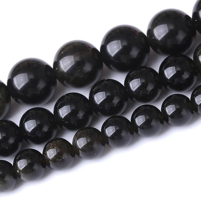 Gold Obsidian Stone Beads for Jewelry Making DIY Craft Gemstone Beads Kit (8mm, 45pcs) Cosmic Crystal Pebbles for Bracelets, Necklaces, Home Decor