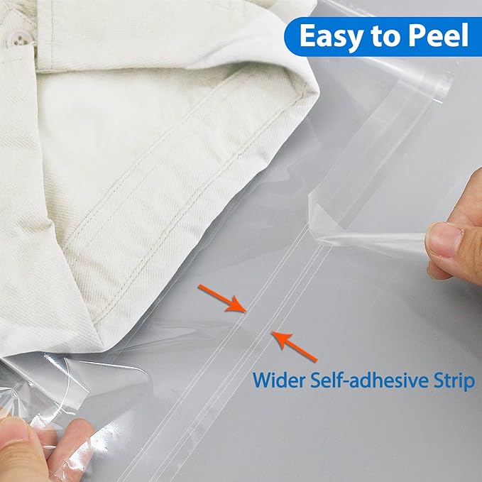 PigPotParty 12"x15" Self-Sealing Clear Cellophane T-Shirt Bags with Adhesive, 100 Pack Plastic Cello Packaging for Clothes, Gifts, Magazines, A4, Envelope, Letter & Small Business Use