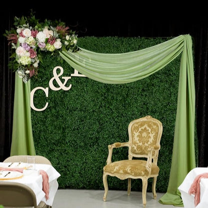 2 Panels Ceiling Drapes Wedding Arch Draping Fabric Sage Green Sheer Drapes 20Ft Long for Romantic Bridal Shower Decor Chiffon Wedding Arch Drapery Chiffon Fabric for Wedding Arch Decoration