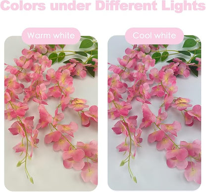 48 Pcs of Wisteria Hanging Flowers, 3.75 Feet Fake Wisteria Flower Strings, Artificial Wisteria Flowers Hanging Garland for Backdrop, Wedding, Ceremony,Garden and Home Wall Decoration (Pink)