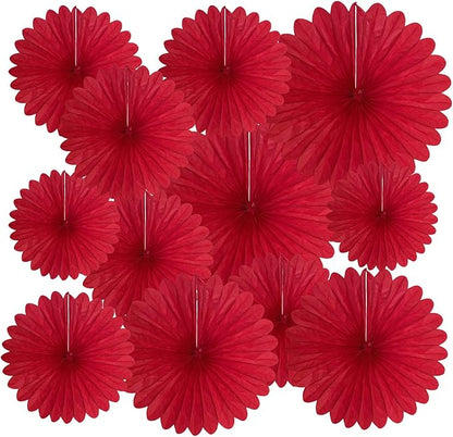 20 Pcs Red Hanging Paper Fan, Hanging Honeycomb Round Paper Fans for Weddings, Birthdays, Christmas, Baby Showers, Classroom, Events Ceiling Party Supplies Decorations