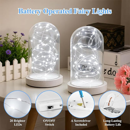 Lakumu 6 Pack Fairy Lights Battery Operated String Lights -7FT 20LED Fairy Lights Silver Wire Firefly Starry Lights for DIY Christmas Decorations Mason Jar Wedding Centerpiece Table Decor, Cool White