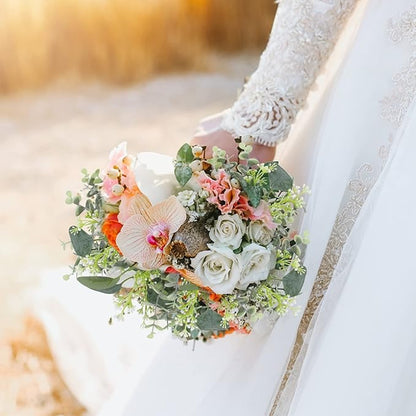 80 Pcs Mixed Eucalyptus Leaves Stems Bulk Artificial Silver Dollar Leaves for Vase Bouquets Baby Eucalyptus Leaves for Family Wedding Center Flower Arrangement