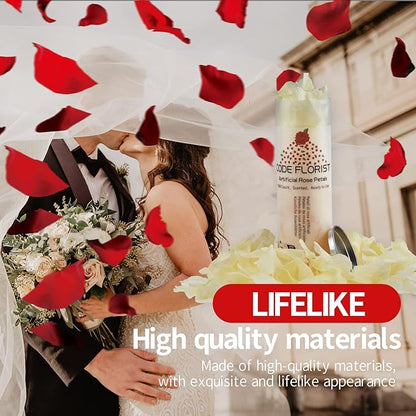 CODE FLORIST 1100 PCS Champagne Silk Rose Petals for Valentine's Day,Romantic Night,Wedding,Proposal Anniversary Flower Decorations(Separated,Scented)