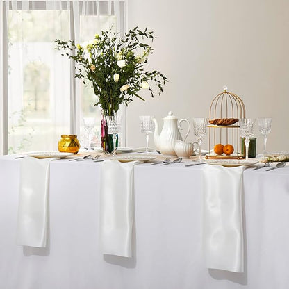 Horbaunal 16 Pack Ivory Satin Napkins 17 x 17 Inch, Square Silky Cloth Napkins, Soft Table Napkins for Weddings Banquets Parties