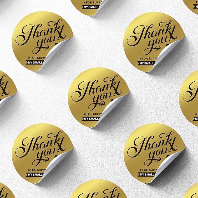 Custom Business Logo Stickers, Personalised Logo Labels - Any Shape, Waterproof, Perfect for Branding & Packaging. Glossy Finish (Golden Lustre)