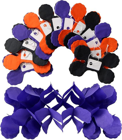 Black-Orange Purple Halloween Party-Decorations Streamers-Garland - 12pcs 4-Leaf Clover Paper Streamer,Graduation Wedding Birthday Bachelorette Baby Bridal Shower Banners Decor Ouruola
