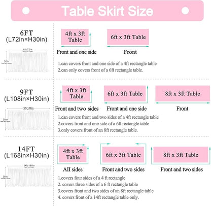 9ft Table Skirt White Tulle Tablecloth Tutu Table Skirt for Wedding Bridal Baby Shower Birthday Party Cake Dessert Buffet Banquet Decorations