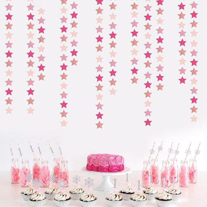 Hot-Pink Rose-Gold Party Decorations Garland - 62ft Twinkle Little Star Hanging Streamers Banner,Birthday Wedding Bridal Baby Shower Bachelorette Engagement Decor Hugtmr