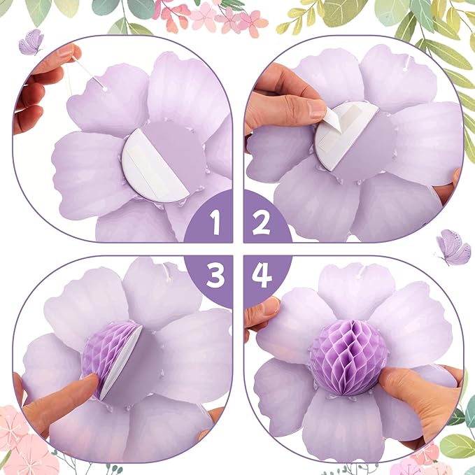 SUNBEAUTY 9 PCS Pastel Rainbow Party Decorations 10 Inch Giant Paper Flowers 3D Honeycomb for Party Pastel Hanging Flower Decorations for Girls Wall Birthday Wedding Backdrop Bridal Shower Classroom