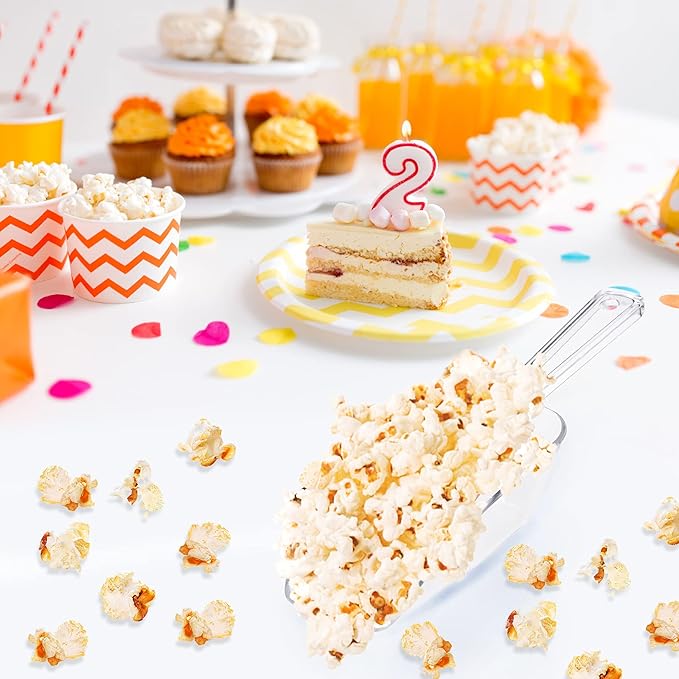 Ice Scoop Candy Buffet Containers Scoopers, Hmxpls Clear Plastic Scoop for Popcorn Cookie Candy Buckets, Podpocket Acrylic Large Scoops for Parties Wedding Bar Jars Freezer Dry Goods （6 Pack 7.5 In ）