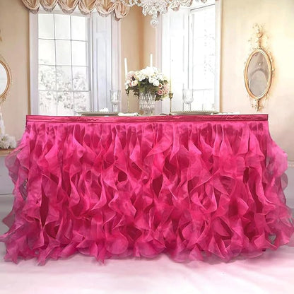 Luxury Organza Mesh Table Skirt Draping Floating Romance - Perfect for Bridal Showers, Birthday Weddings - Clear Flowing Decoration for a Wonderful Main Cake Table (Hot Pink-6ft, 72" L×30" H)
