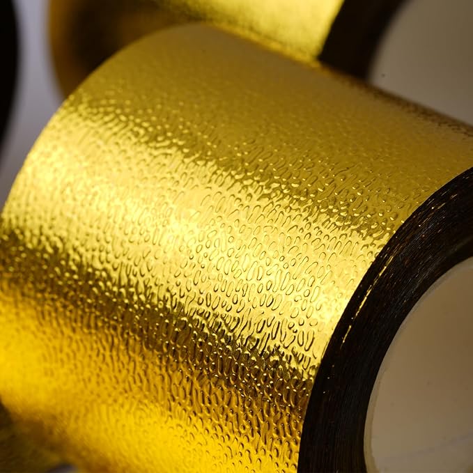 PartyWoo Gold Foil Crepe Paper Streamers 4pcs 328ft Pack of Metallic Gold Foil Crepe Paper for Wedding Birthday Baby Shower Bridal Shower Engagement New Year Eve Graduation Party Decorations