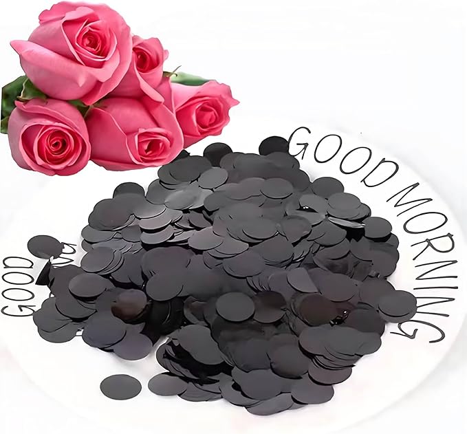 Black Round Foil Confetti Beautiful Metallic Table Confetti Glitter for Fill Balloons, Wedding,Birthday, Party,Festival Decoration(8000PCS)