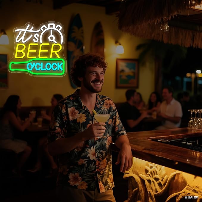 Its Beer O’Clock Neon Sign for Wall Decor Beer Neon Light for Man Cave Dimmable LED Light for Bar Pub Party Restaurant Christmas Birthday Gift Art Size 12.6 * 11.8In (WZCP164)