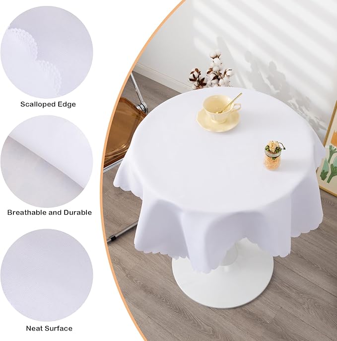 Small Square White Tablecloth 36 x 36 Inch Polyester Fabric Washable Table Cover Decorative Wrinkle Resistant Solid Color Table Cloth for Kitchen Dinning Party Wedding Camping