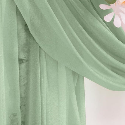 Sage Green Wedding Arch Draping Fabric 2 Panels 29" x 20 FT Wedding Drapes for Backdrop Sheer Green Curtains for Romantic Bridal Baby Shower Ceremony Birthday Party Fall Outdoor Events