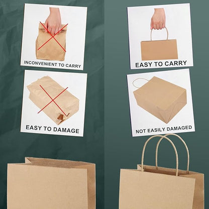 METRONIC Kraft Paper Gift Bags with Handles 8x4.75x10.5 Inch 600 Pcs | Christmas, Birthday Party Favors, Retail Shopping, Small Business Bulk | Brown Gift Wrap Bag