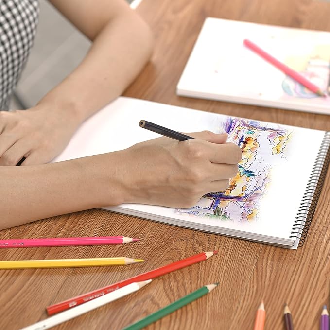 Sketch Book, 100 Pages (50 Sheets), Spiral Bound Artist Sketch Pad, Acid Free Drawing Paper for Drawing, Painting, Sketching or Doodling for Girls