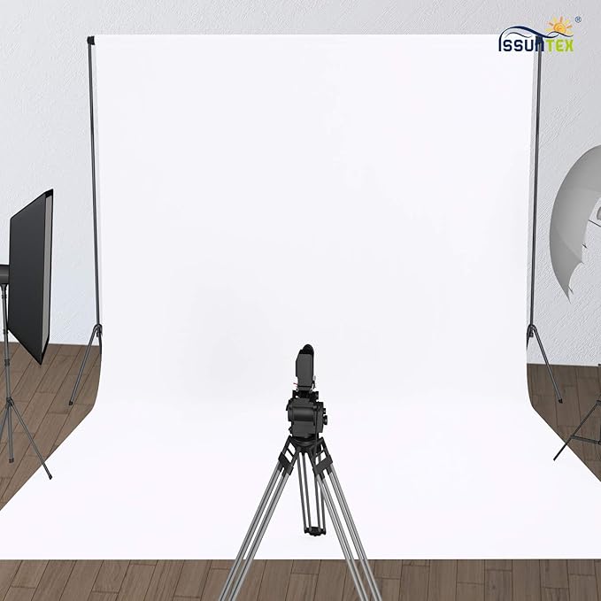 ISSUNTEX 6X9 ft Background Polyester Backdrop, Photo Studio, Collapsible High Density Screen for Video Photography and Television-White