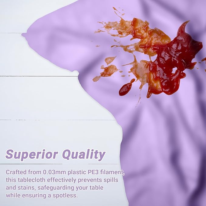 QZYL 12 PCS Lavender Plastic Tablecloths, 54 in x 108 in Dinner Table Cloths, Rectangle Table Cover for Birthday Party Family Gathering Wedding