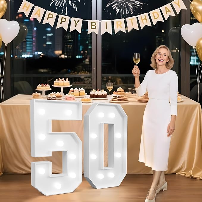 3FT Marquee Numbers 50, Happy 50th Birthday Decorations for Women Men, Large 50 Light up Numbers for Him Her 50 Years Old Birthday Party Supplies, 50th Anniversary Party Decor