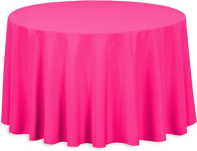 LinenTablecloth 108-Inch Round Polyester Tablecloth Fuchsia