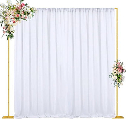 Wokceer 10x10 FT Backdrop Stand Heavy Duty Pipe and Drape Kit, Adjustable Gold Backdrop Stand for Wedding Birthday Party Photography Photo Booth Background Christmas Decoration