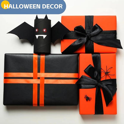 Orange Halloween Wrapping Paper 15"x450", Solid Color Orange Red Construction Bulletin Board Art Poster Decorative Craft Paper Roll, Christmas Birthday Wedding Anniversary DIY Bouquet Flower Gift Wrap