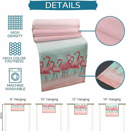 Tropical Flamingo Cotton Linen Table Runner for Dining Kitchen, Wedding Outdoor Party Tablerunners Decoration, Pink Bird Coastal Nautical Animal Dresser Scarf Coffee Tablecloth Runners 13x48 Inches