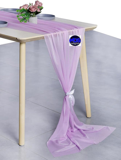 MDS 2 Pack 10ft Chiffon Table Runner 29 x 120 Inches Sheer Wedding Runner Romantic Rustic Table Runner for Wedding Decorations, Birthday Parties, Bridal Shower Party Arch Decor - Orchid