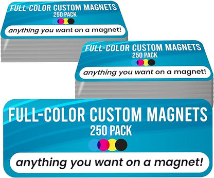 Magnet Me Up Custom 10x3 Inch Rectangle Magnet, 250 Pack, Customizable for Businesses, Personal Use, Choose Your Text, Upload Image, Magnetic Vinyl for Car and Any Magnetic Surface, Crafted in USA