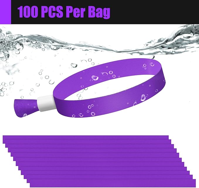 Green-Power America 100 Pcs Cloth Event Wristbands, Event Wristbands, Colored Wrist Bands for Events, for Lightweight Concert Wrist Strap for Activities, Party Bracelets for Events (Color : Purple)