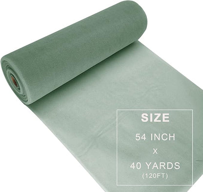 Sage Green Tulle Fabric Roll Spool Bolt (54 Inch by 40 Yards) Large Tulle Wedding Party Decoration, Tutu Skirt, Table Runner, Gift Wrapping, Bridal Shower, Soft & Drape (Sage Green)