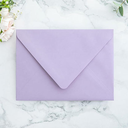 PONATIA 50PCS A7 Euro Flap Envelopes, 5.25 x 7.25'' Lilac Flowers Liner Envelopes for 5x7 Weddings Invitations, Photos, Postcards, Greeting Cards, Christmas Gift Cards, Acrylic Mailing