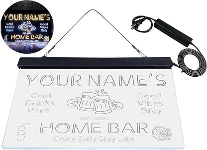 ADVPRO Personalized Your Name Custom Home Bar Beer Established Year Dual Color LED Neon Sign White & Yellow 16 x 12 Inches st6s43-p1-tm-wy