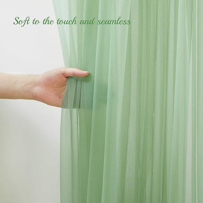 20ft X 10ft Olive Green Tulle Backdrop Curtain for Parites, Sheer Backdrop Curtains Fabric Drapes for Wedding Ceremony Arch Party Stage Decorations