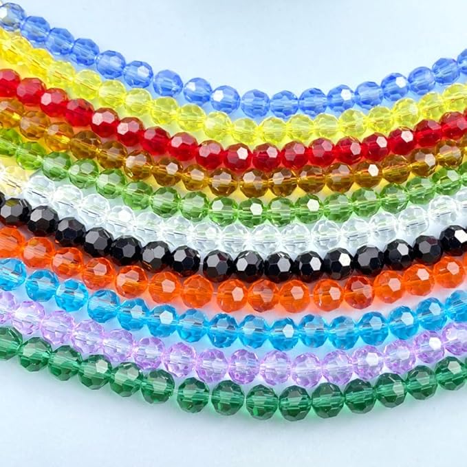 400 PCS 4mm Crystal Glass Beads Round Multiple Faceted Loose Spacer Glass Beads for DIY Handcrafte Bracelet Necklace Earring Jewelry Making(Light Sapphire)