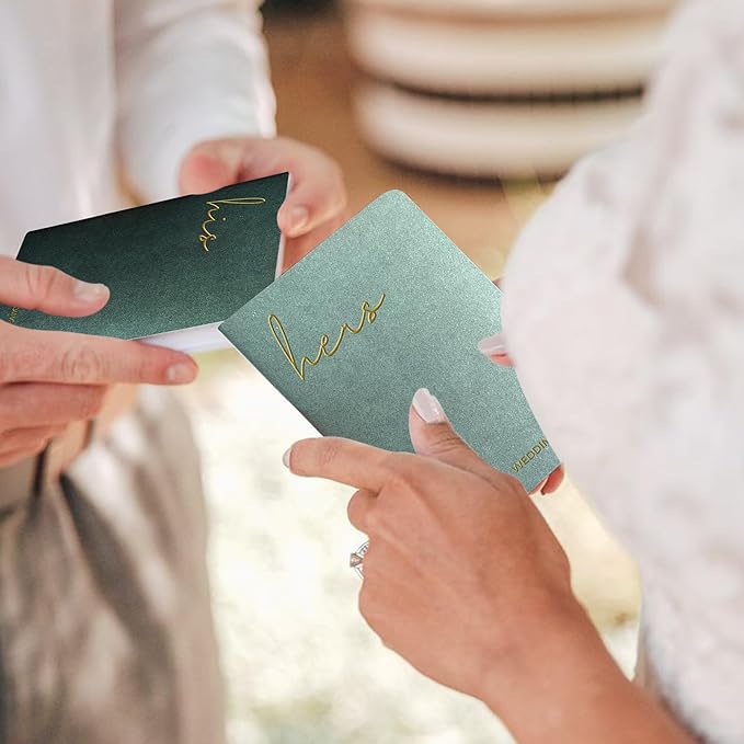 Vow Books His and Hers Wedding Vow Books with Soft Touch Gold Foil Engraving Wedding Essentials Wedding Accessories(XZ-HH-Sage)