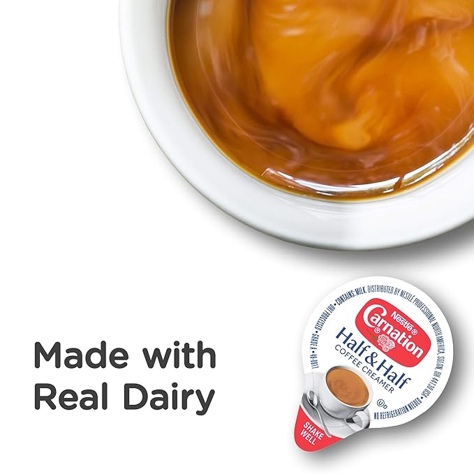 Nestle Carnation Coffee Creamer Half and Half, Made with Real Dairy, 0.304 fl oz Tubs (Pack of 360)