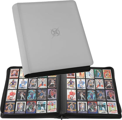 20-Pocket Card Binder, Trading Card Binder Holds 2000 Cards, Premium Zippered Trading Card Album Compatible with TCG, Game & Sports Cards (Carbon ash)