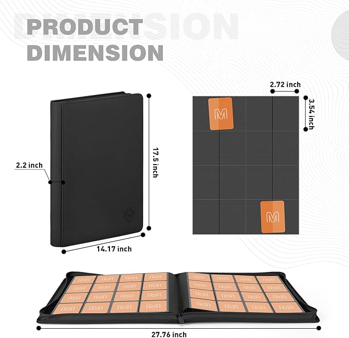 Premium Card Binder 16 Pocket,Trading Card Binder Holds up to 1000+Cards Sturdy Card Collection Album, Card Holder Folders for MTG, TCG, Game Cards & Sports Cards