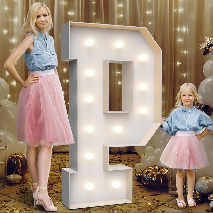 4FT Marquee Light Up Letters P,Party Decoration Large Marquee Light Up Letters with Weighted Water Bag,Pre-cut Foam Board Set Can Be Used for Birthdays,Weddings,Baby Anniversaries