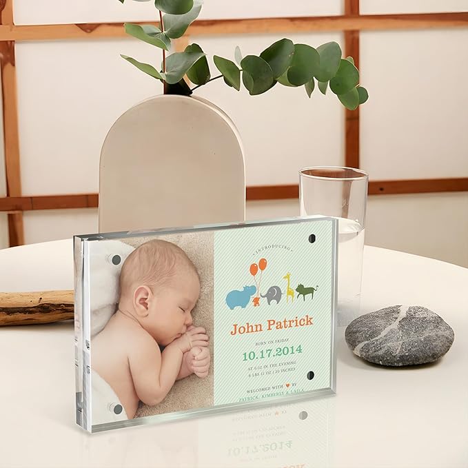 4x6 Inches Acrylic Picture Frames 5 Pack, Double Sided Magnetic Photo Frames,Free Standing on Desk or Table Clear Picture Frames