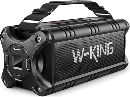W-KING Bluetooth Speaker, 90W Max Portable Outdoor Speaker Loud, IPX6 Waterproof/50W Deep Bass Subwoofer/40H/EQ/Dual Pairing/TF/AUX, Large Boombox Speakers Bluetooth Wireless for Party/Beach/Jobside